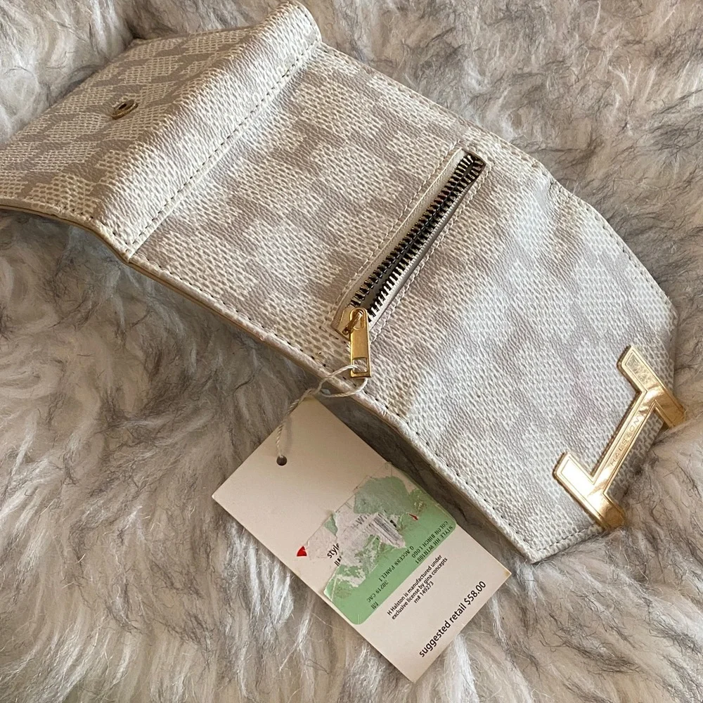 Halston Heritage Textured Cream Wallet with Gold Accent